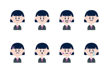 ジャケットを着た女性のアイコンセット	