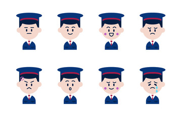 駅員の男性のアイコンセット	