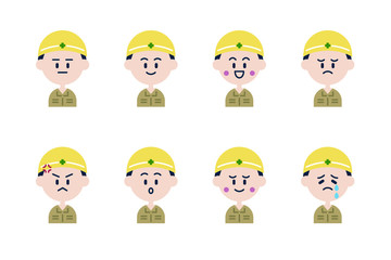 工事現場で働く男性のアイコンセット	
