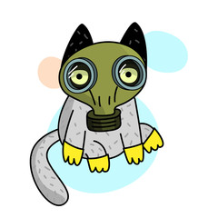 Concept of quarantine. Cartoon cat in gas mask . Self isolation, quarantine due to coronavirus.