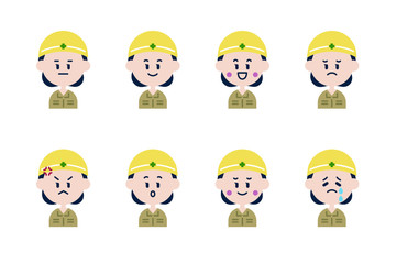 工事現場で働く女性のアイコンセット	