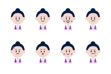 白衣女性のアイコンセット