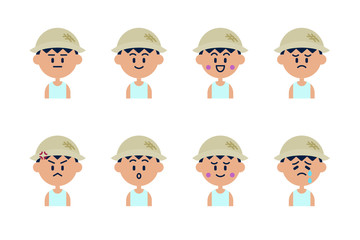 夏の男の子のアイコンセット