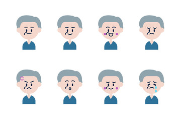 白髪男性のアイコンセット