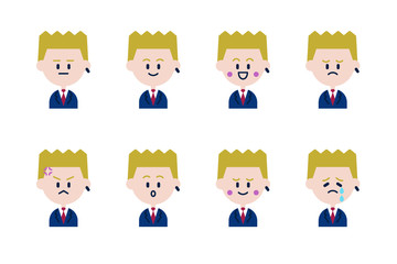 金髪の男子生徒のアイコンセット