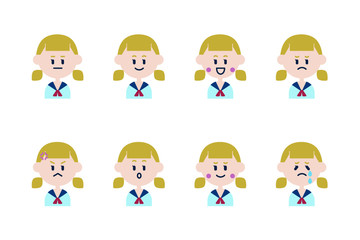 金髪の女子生徒のアイコンセット