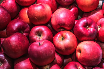 red apple background.organic apple in market.