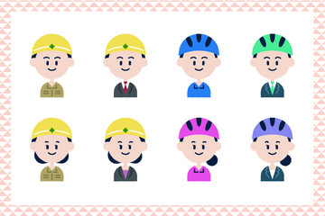 ヘルメットをかぶった人のアイコンセット