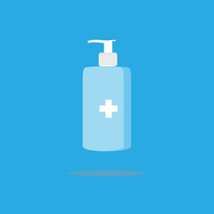 Disinfection. Hand sanitizer bottle icon, washing gel. Vector illustrationDisinfection. Hand sanitizer bottle icon, washing gel. Vector illustration	
