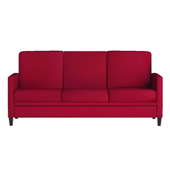 red sofa isolated on white