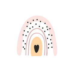 Art rainbow color brush stroke. Baby design for birthday invitation or baby shower, poster, clothing, nursery wall art and postcard.Kids room poster baby girl with rainbows and soft colors pastels