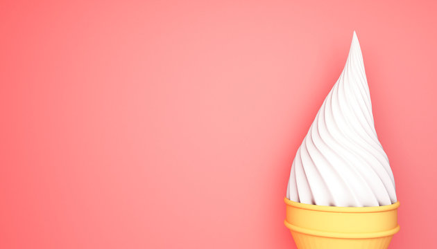 
Ice cream on a pink background. 3d render