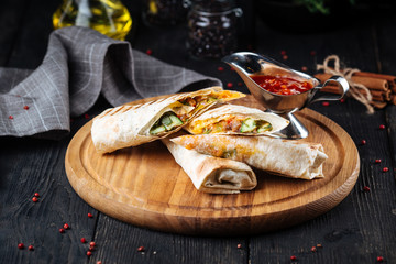 Appetizing pita bread rolls wraps