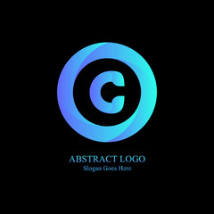 Abstract symbol of letter C. template logo design in abstract circle
