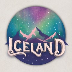 Iceland - illustrative lettering, hand drawn illustration