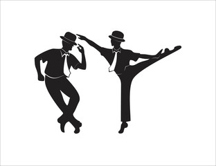 Dancers illustration. Vector collection of abstract people in dancing poses.