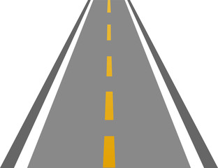 Roadway journey to the future. Asphalt street isolated on white background. Symbols Way to the goal of the end point. Path mean successful business planning Suitable for advertising and presentstation