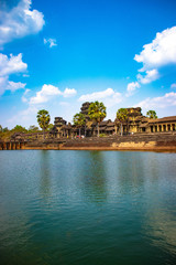 Fototapeta premium A beautiful view of Angkor Wat temple at Siem Reap, Cambodia.