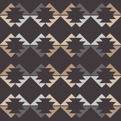 Aztec elements. Seamless pattern. Geometry. Ethnic boho ornament. Tribal motif. Vector illustration for web design or print.