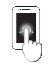 Touch screen monitor sign icon with pointer hand symbol. Isolated vector sign symbol.