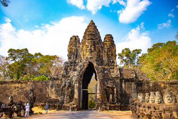 Fototapeta premium A beautiful view of Angkor Wat temple and nature at Siem Reap, Cambodia.