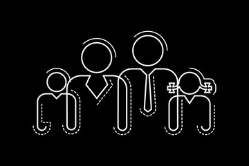 Abstract family icon linear. Father, mother, daughter, and son concept vector symbol