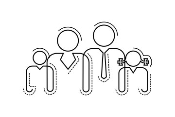 Abstract family icon linear. Father, mother, daughter, and son concept vector symbol