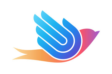 Hands like a dove's wing. Peace icon, logo vector