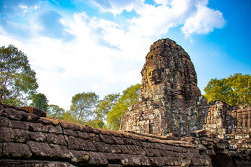 A beautiful view of Bayon temple at Siem Reap, Cambodia.