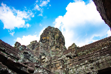 A beautiful view of Bayon temple at Siem Reap, Cambodia.