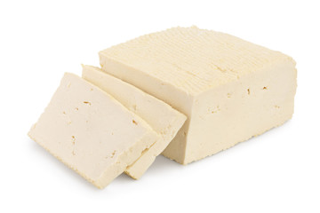 tofu cheese isolated on white background with clipping path and full depth of field,
