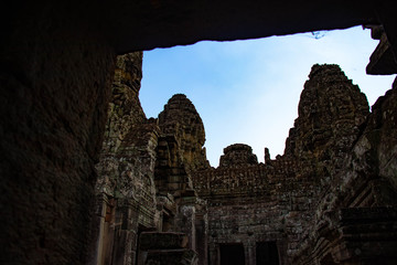 Naklejka premium A beautiful view of Bayon temple at Siem Reap, Cambodia.