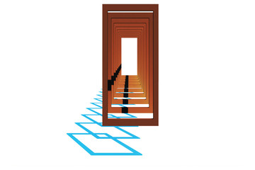 3d render, minimal fashion background, arch, tunnel, corridor, portal, perspective