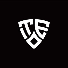 TE monogram logo with modern shield style design template