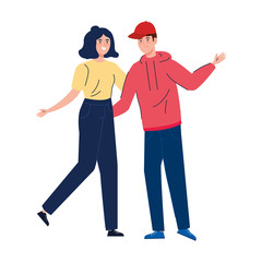 couple in love, adorable couple, woman and man happy on white background vector illustration design