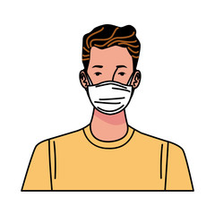 young man using medical mask character