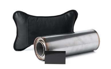 Exhaust system of the car on a white background.