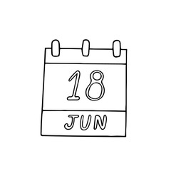 calendar hand drawn in doodle style. June 18. Sustainable Gastronomy Day, date. icon, sticker, element