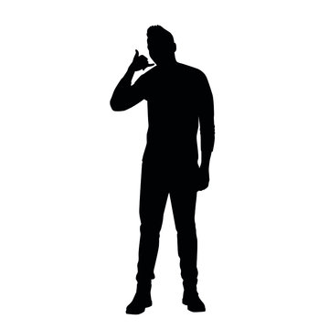 recommend clip art: Silhouette of Man making phone gesture or call me back sign