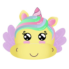vector element, cute magical unicorn with a horn for a girl