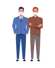 young men using medical masks characters