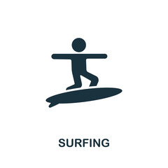 Surfing icon from australia collection. Simple line Surfing icon for templates, web design and infographics