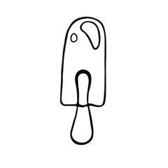 Ice cream on a stick. Linear style, isolated vector objects. Can be used in design printing and fabric.
