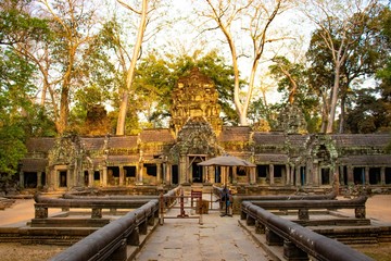 A beautiful view of Ta Phrom temple at Siem Reap, Cambodia.