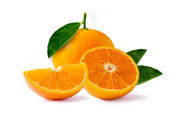 Citrus fruits and oranges slices isolated on a white background.