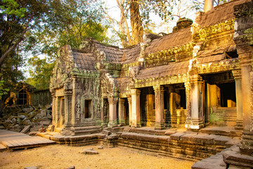 A beautiful view of Ta Phrom temple at Siem Reap, Cambodia.