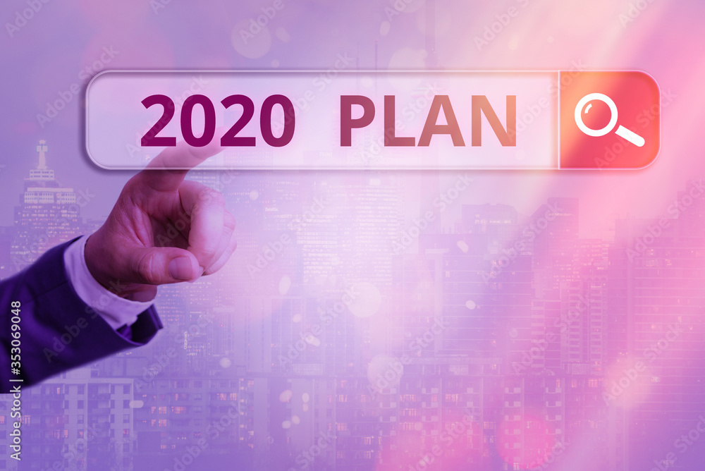 Poster conceptual hand writing showing 2020 plan. concept meaning setting up your goals and plans for the c