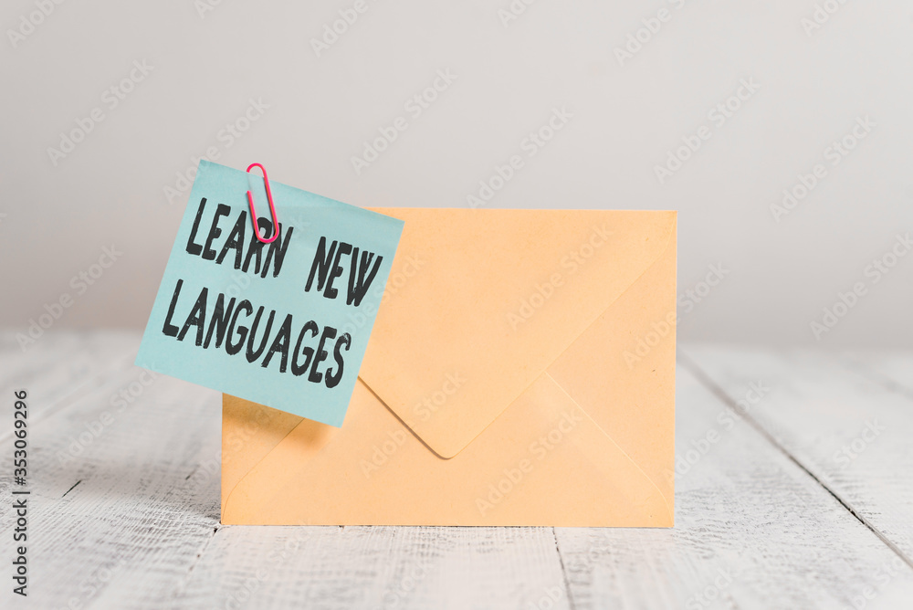 Poster text sign showing learn new languages. business photo text developing ability to communicate in fore