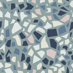 Terrazzo flooring vector seamless pattern. Modern vector illustration for fabric print, wrapping paper, flooring. Classic Venetian terrazzo style of the floor of natural stone, granite, quartz
