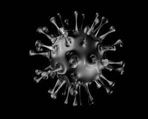 Virus, covid-19, Corona, Coronavirus, 3D rendering, Microscopic, Black, Sars